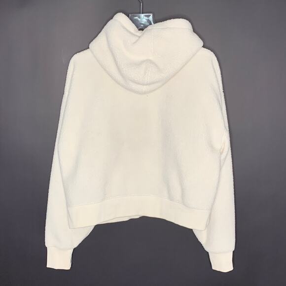Club Monaco L Womens Fuzzy Fleece Cream Hoodie Sweatshirt - Picture 2 of 9
